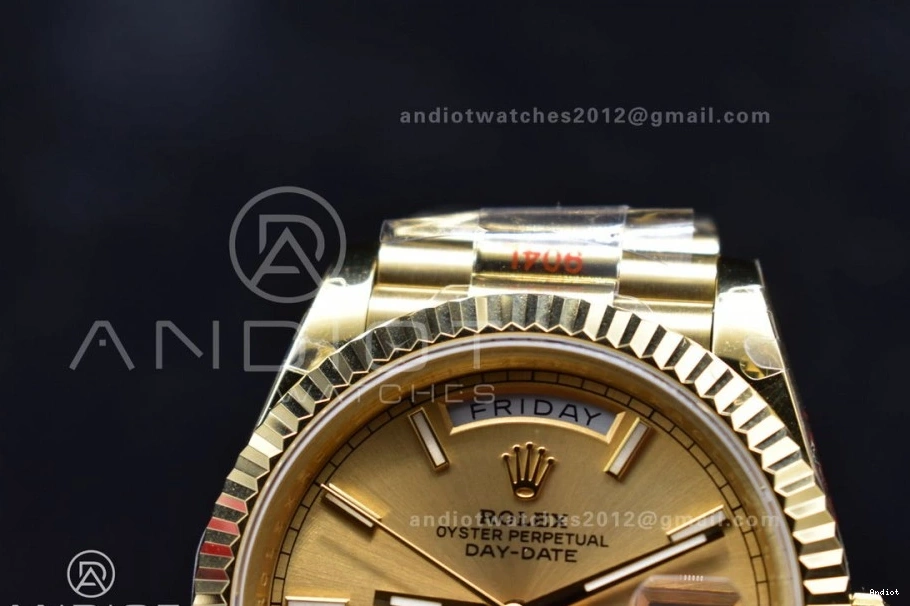 President Weight 904L V Stick YG Steel 731 YG 40 ZipUp Markers DayDate JDF on Gain Bracelet Dial A2836 0711